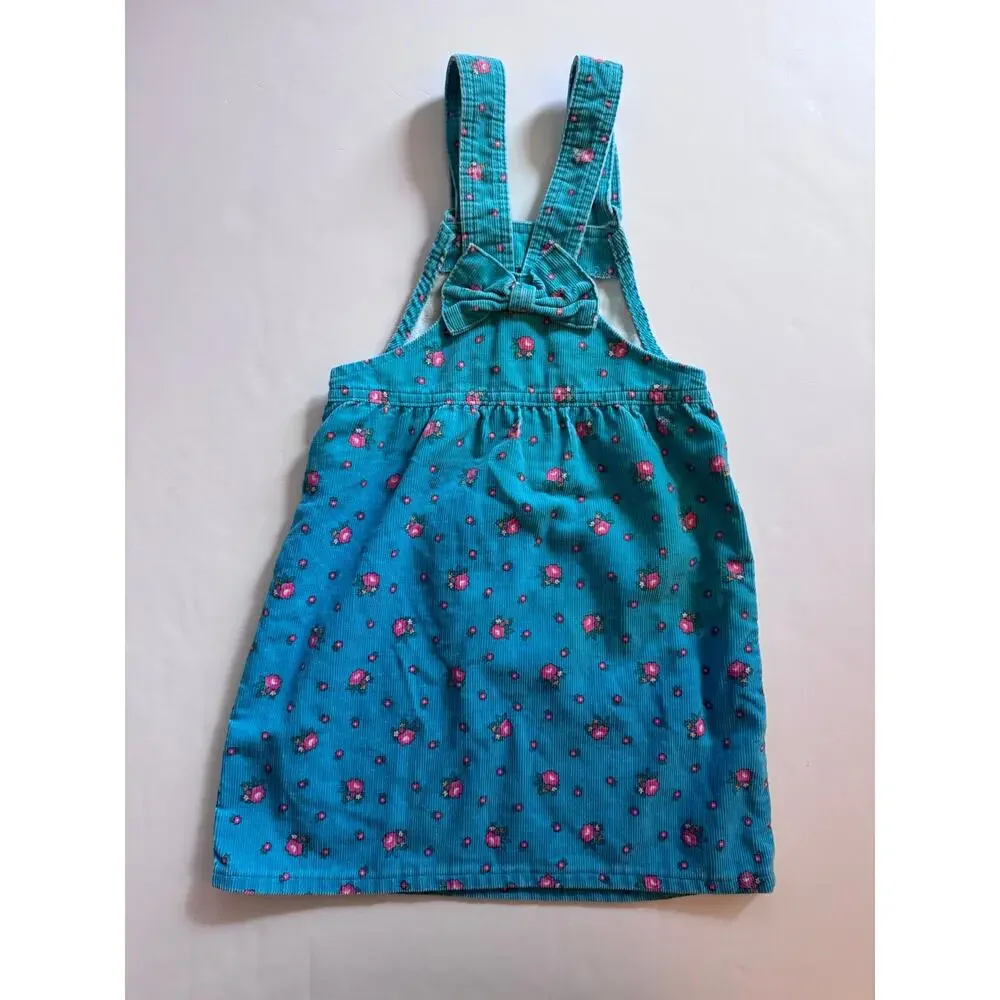 Vintage OshKosh blue with pink flowers corduroy skirtall